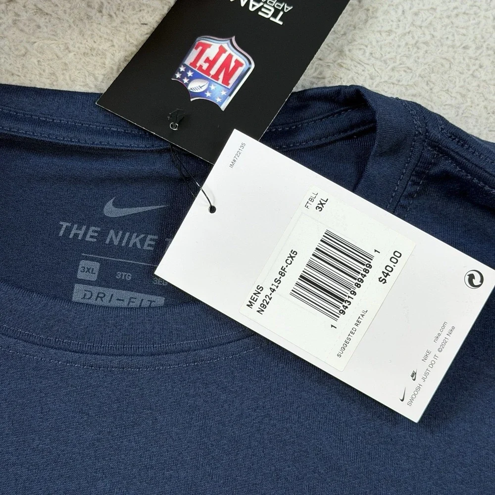Nike Tennessee Titans T-Shirt Mens 3XL Navy Dri-Fit Shirt Sleeve NFL Tee NWT